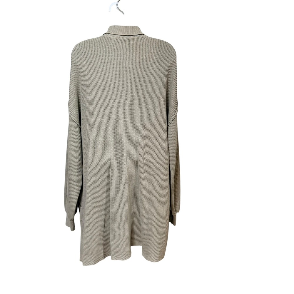Free People Beach Ribbed Knit Polo Mini Dress Taupe Sage Green Henley Large - Picture 4 of 9